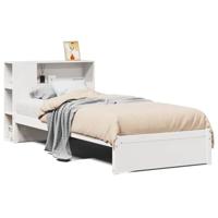 Bed met boekenkast zonder matras grenenhout wit 90x190 cm - thumbnail