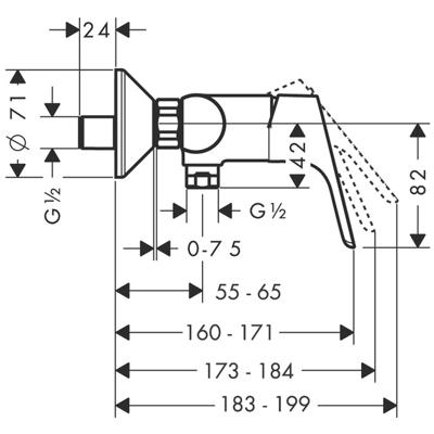 Hansgrohe Focus ééngreeps douchemengkraan opbouw 2 flowrates, chroom