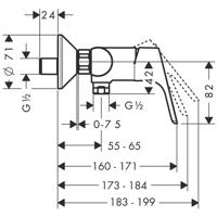 Hansgrohe Focus ééngreeps douchemengkraan opbouw 2 flowrates, chroom - thumbnail