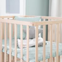 Babybox - ROBA - 75 x 100 cm - Inclusief matgroene boxmat 'Roba Style' - Wielen - Natuurlijk hout - thumbnail