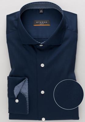 Eterna Heren Overhemd Navy Performance Super Stretch Super Slim Fit