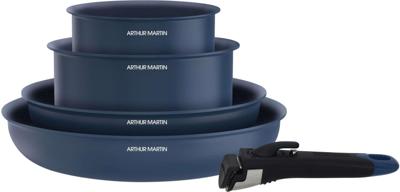 Kookgereiset - Geschikt voor alle kookplaten inclusief inductie - ARTHUR MARTIN - AM8896 - Keramisch gecoat aluminium - 5-delig - Blauw Kookgereiset - Geschikt voor alle kookplaten inclusief inductie - ARTHUR MARTIN - AM8896 - Keramisch gecoat aluminium - 5-delig - Blauw
