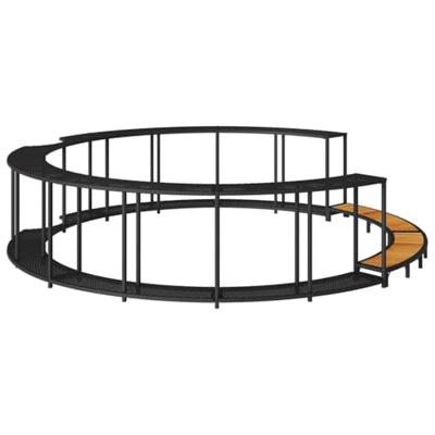 Hottub Surround opbergruimte houten opstapje poly rattan zwart