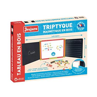 Houten tafel drieluik 3 gezichten (1 magnetisch en 2 met krijt)