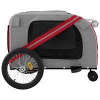 Hondenfietstrailer oxford stof en ijzer rood en grijs - thumbnail