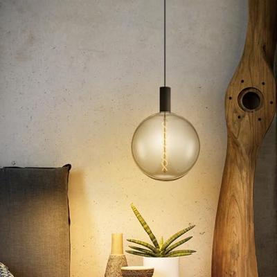 Edison Vintage LED filament lichtbron Spiraal - Rook - G260 Global - Retro LED lamp - 26/26/33cm - geschikt voor E27 fitting - Dimbaar - 6W 180lm 1800K - warm wit licht