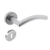 Deurkruk Lisa/hoek 90° met geveerde rozet met sleutelgat plaatjes ATP RVS - thumbnail