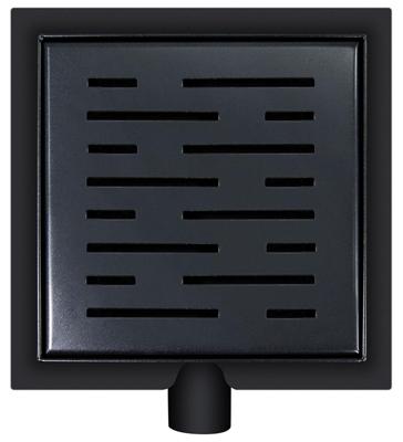 Doucheput Wiesbaden met Flens en Zijuitlaat 20x20 cm Mat Zwart