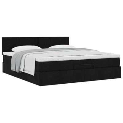 Ottoman bed met matras 180x200cm stof zwart
