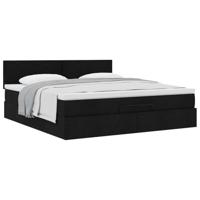 Ottoman bed met matras 180x200cm stof zwart - thumbnail