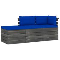 vidaXL 3-delige Loungeset met kussens pallet massief grenenhout - thumbnail