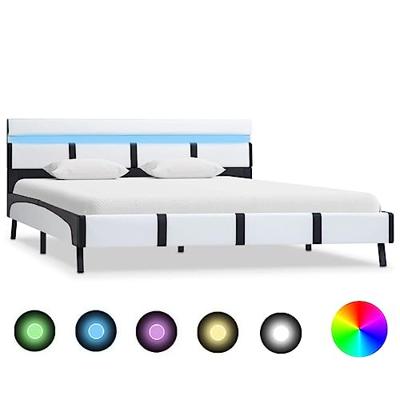 Bedframe met LED kunstleer wit 120x200 cm