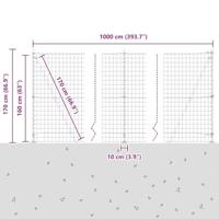 VidaXL Hek met paal grijs 1,6 x 10 m staal en pvc - thumbnail