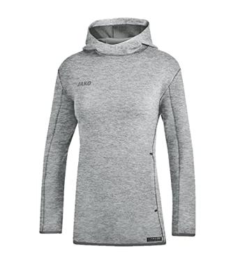 JAKO 6729D Sweater Met Kap Premium Basics Dames - Lichtgrijs Gemeleerd - 42