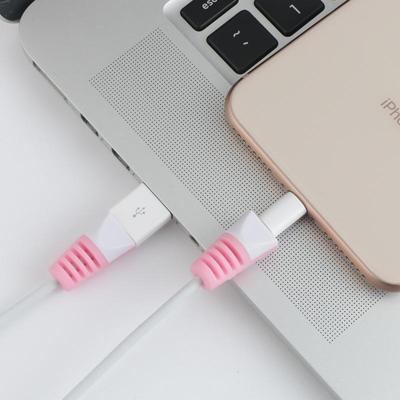 2 stks anti-break USB Charge kabel Winder beschermende case bescherming Sleeve (roze)