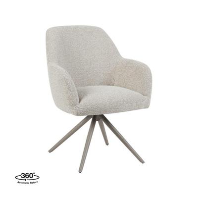 LABEL51 Eetkamerstoel Sayuri - Naturel - Royal Boucle - Taupe Metalen Frame