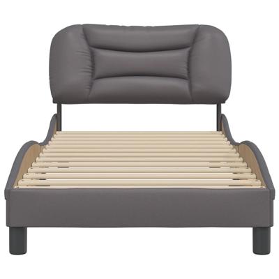 Bedframe met hoofdbord kunstleer grijs 90x190 cm