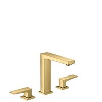 Hansgrohe Wastafelmengkraan Metropol 3-Gats 160 met Rechte Greep en Push-Open Afvoer Gepolijst Goud - thumbnail
