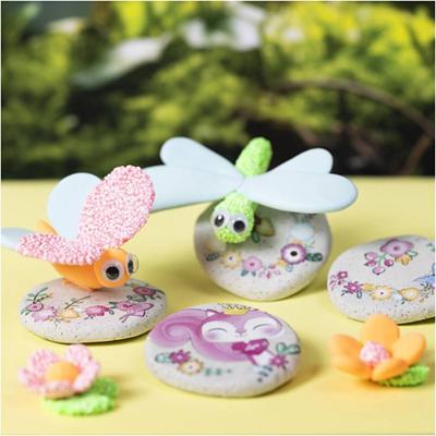 Creativ Company Mini hobbyset boetseren, steen met insect, grijs, lichtroze, licht turquoise, 1 doos Creativ Company Mini hobbyset boetseren, steen met insect, grijs, lichtroze, licht turquoise, 1 doos
