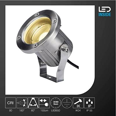 SLV 1001962 NAUTILUS Tuinschijnwerper LED 9 W Zilver SLV 1001962 NAUTILUS Tuinschijnwerper LED 9 W Zilver