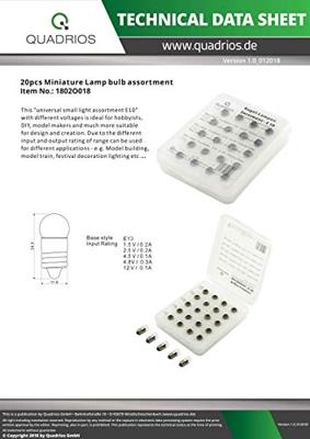 Quadrios 1802O018 Displaylampje 1.5 V, 2.5 V, 4.5 V, 4.8 V, 12 V Fitting E10 20 onderdelen