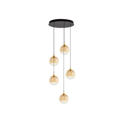 Lyora HanglampOrenda rond 5-lichts amber glas - 9416962