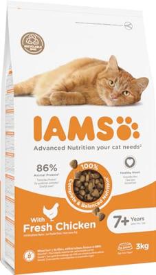 Iams Senior kattenvoer met verse kip 2 x 3 kg - thumbnail