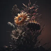 Alexsar Art schilderij Glas art bruin flora 80x80cm - thumbnail