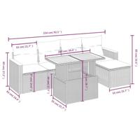 6-delige Loungeset met kussens poly rattan grijs - thumbnail