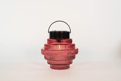 Solar glazen retro lamp roze 16x16 cm II Anna's Collection - Annas collection