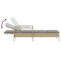 Ligbed met kussen 63x200x81 cm poly rattan beige - thumbnail