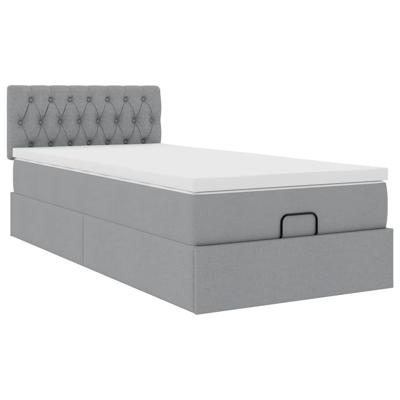 Ottoman bed met matras 90x190cm stof lichtgrijs