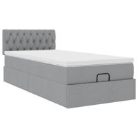 Ottoman bed met matras 90x190cm stof lichtgrijs - thumbnail