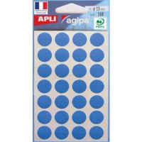 Agipa ronde etiketten in etui diameter 15 mm, blauw, 168 stuks, 28 per blad - thumbnail