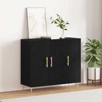 Dressoir Zwart eiken 90 x 34 x 80 cm Bewerkt hout - thumbnail