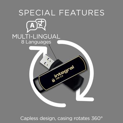 USB-stick Integral 3.0 Secure 360 256GB zwart USB-stick Integral 3.0 Secure 360 256GB zwart