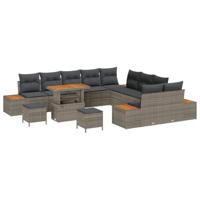 Tuinbankenset 13 pcs Grijs poly rattan - thumbnail