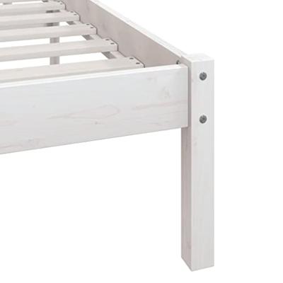 Bedframe massief grenenhout wit 120x200 cm