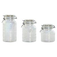 Set van 3 Potjes Home ESPRIT Transparant Metaal Kristal 1,2 L 3 Onderdelen - thumbnail