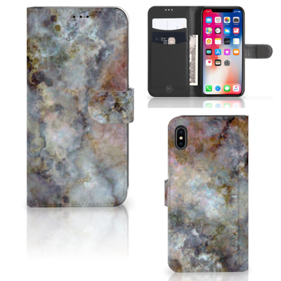 Apple iPhone Xs Max | Bookcase | Marmer Grijs Apple iPhone Xs Max | Bookcase | Marmer Grijs