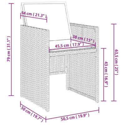 5-delige Tuinset met kussens poly rattan bruin