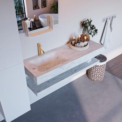 MONDIAZ ALAN-DLUX 130cm planchet Opalo. Vrijhangende wastafel CLOUD links 1 kraangat, kleur Opalo. MONDIAZ ALAN-DLUX 130cm planchet Opalo. Vrijhangende wastafel CLOUD links 1 kraangat, kleur Opalo.