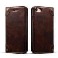 Voor iPhone 8/7 barok eenvoudige horizontale Flip lederen draagtas met houder & kaartsleuven & portemonnee (donker bruin) - thumbnail