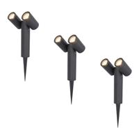 Set van 3 Pinero Dubbel LED prikspots - GU10 8 Watt 345 Lumen - Dimbaar - Kantelbaar - GU10 - 4000K neutraal wit - IP64 Waterdicht - Zwart - thumbnail