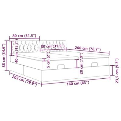 Ottoman bed met matrassen en LED's 160x200cm stof lichtgrijs