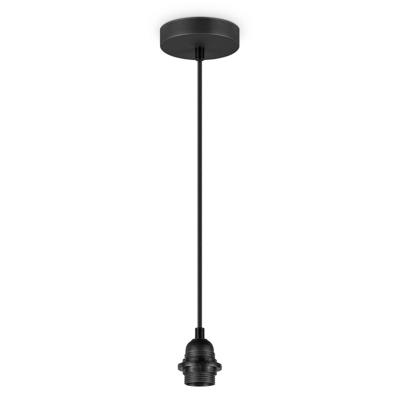 Fabric Hanglamp - 10/10/230 cm - inclusief de zwarte hanger en stoffen snoer - Met E27 lamphouder - Voor Lampenkap met doorsnede max.55cm - Voor Slaapkamers en Woonkamers