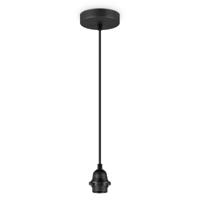 Fabric Hanglamp - 10/10/230 cm - inclusief de zwarte hanger en stoffen snoer - Met E27 lamphouder - Voor Lampenkap met doorsnede max.55cm - Voor Slaapkamers en Woonkamers - thumbnail