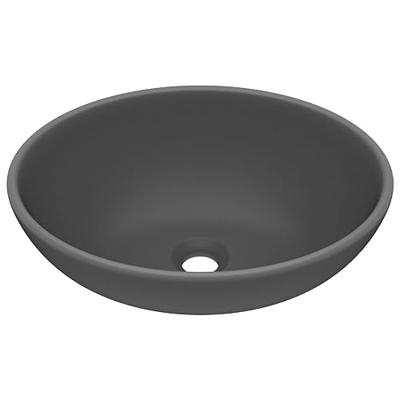 VidaXL Wastafel ovaal 40x33 cm keramiek mat donkergrijs