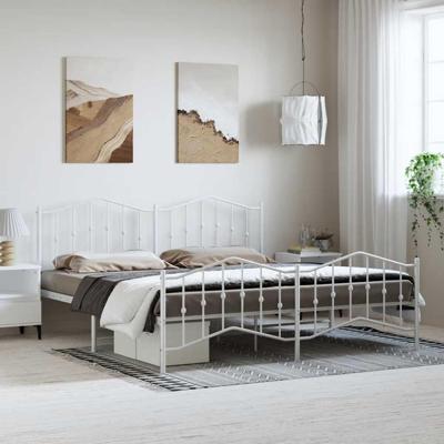 Bedframe met hoofd- en voeteneindemetaal wit 183x213 cm