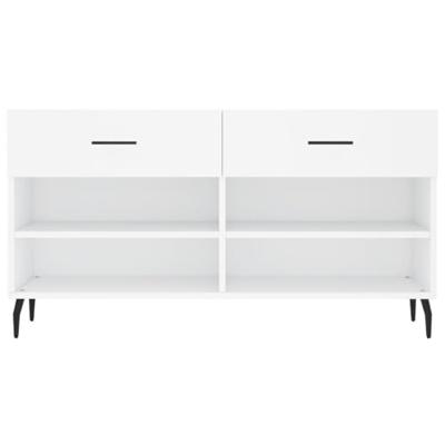 Schoenenbank 102x35x55 cm bewerkt hout wit - thumbnail